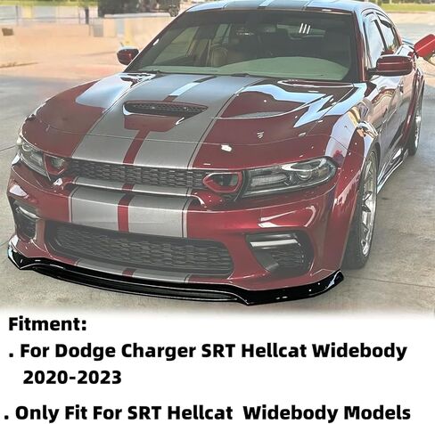 Front Bumper Lip 3Pcs for Dodge Charger SRT Hellcat Widebody 2020 2021 2022 2023 V4 Style Front Bumper Lip Splitter (Glossy Black) in Saudi Arabia