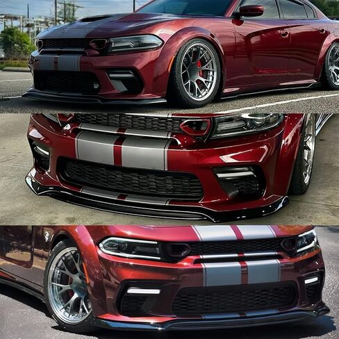 Front Bumper Lip 3Pcs for Dodge Charger SRT Hellcat Widebody 2020 2021 2022 2023 V4 Style Front Bumper Lip Splitter (Glossy Black) in Saudi Arabia