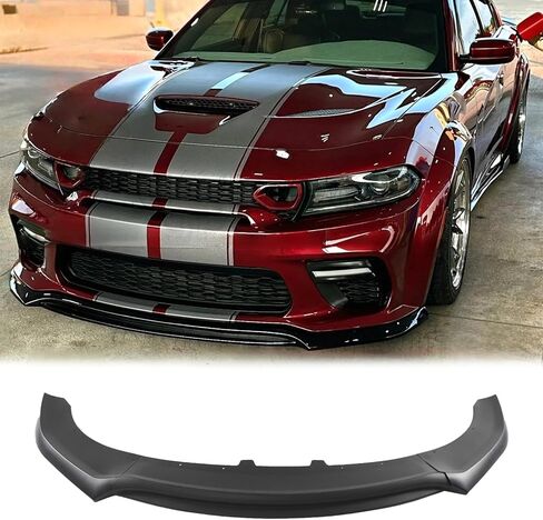 Front Bumper Lip 3Pcs for Dodge Charger SRT Hellcat Widebody 2020 2021 2022 2023 V4 Style Front Bumper Lip Splitter (Glossy Black) in Saudi Arabia