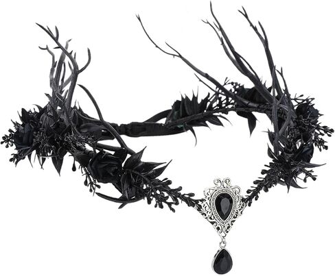 MOSTORY Gothic Flower Elf Crown - Branch Antler Floral Circlet for Dark Fairy Accessories Women Renaissance Renfaire Cosplay in Saudi Arabia