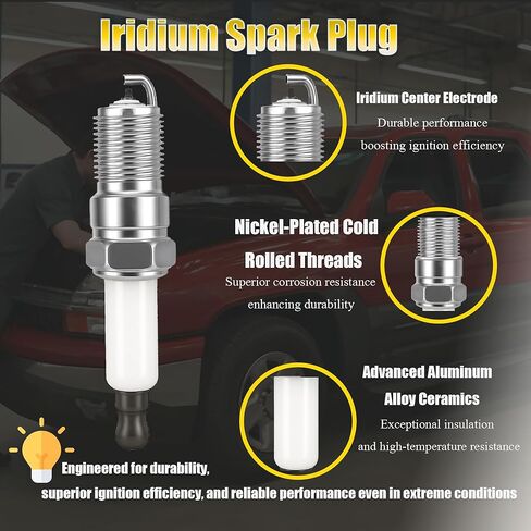 حزمة ملفات الإشعال المستديرة UF262 / شمعات إشعال إيريديوم مزدوجة / أسلاك توصيل الإشعال لسيارة Chevy Avalanche Express Tahoe Silverado Suburban 1500 HD GMC Savana Sierra Yukon HUMMER H2 V8 4.8L 5.3L 6L 8PSC in Kuwait