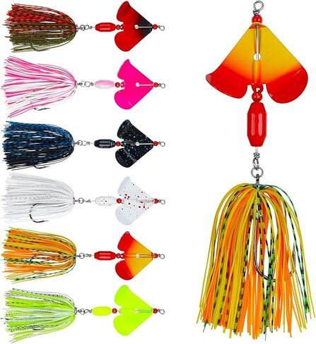 Spinnerbait Fishing Lures Kit,6 Packs Fishing Bass Buzzbaits Jig Lures Multi-Color Bass Trout Salmon Pike Hard Metal Spoon Spinner Bait Saltwater Freshwater in Saudi Arabia