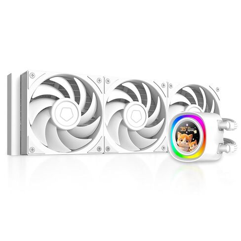ID-COOLING FX360 LCD PE - مبرد وحدة المعالجة المركزية السائل AIO مقاس 360 مم مع شاشة LCD كاملة الألوان مقاس 1.48 بوصة، وطاقة TDP 350 وات، ومراوح تدفق هواء عالية 3 × 120 مم، ودعم Intel LGA1851/1700 وAMD AM5/AM4 in Saudi Arabia