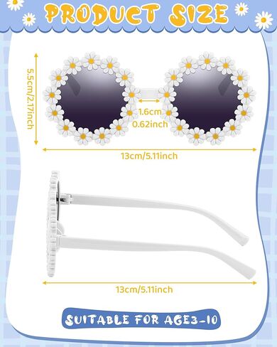 Sumind 24 Pairs Kids Daisy Sunglasses Flower Round Sunglasses for Toddler Child Beach Glasses Cute Eyewear Party Favor (White) in Saudi Arabia