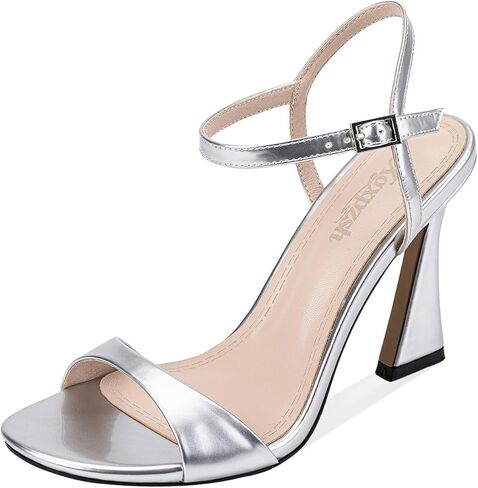 الكعوب الذهبية للنساء المفتوحة تو الصنادل Strappy 4 بوصة متوهج عالية الكعب لامع الكاحل فستان بحزام أحذية لحفلات الزفاف حفلة موسيقية in Kuwait