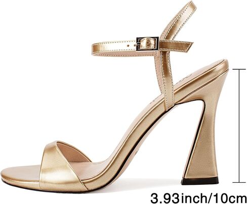 الكعوب الذهبية للنساء المفتوحة تو الصنادل Strappy 4 بوصة متوهج عالية الكعب لامع الكاحل فستان بحزام أحذية لحفلات الزفاف حفلة موسيقية in Kuwait