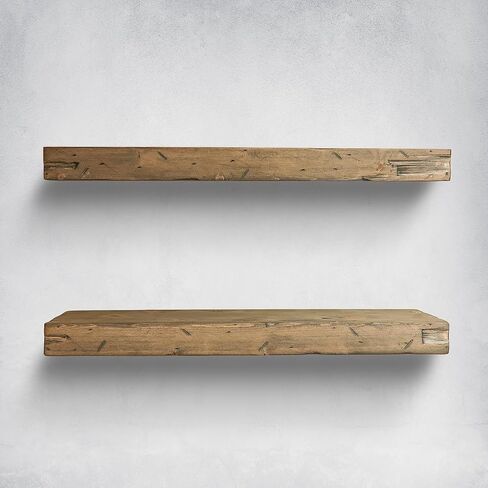 Urbandi Rustic Distressed Floating Shelves, Set of 2, Handmade Out of Pine Wood, 3 Inch Thick, Made in USA (Aged Barrel, 24Lx3Hx6D) in Saudi Arabia