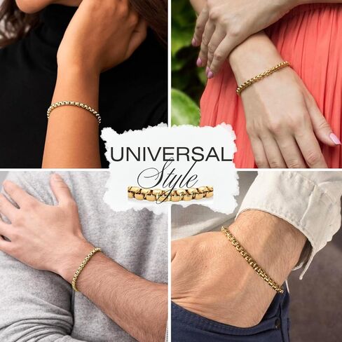 مجموعة أساور سلسلة مطلية بالذهب 14 قيراط - مشبك ورق قابل للتكديس، حبل، ثعبان، سلسلة أساور فيجارو، هدايا عيد الفصح، حشو بيض عيد الفصح، أساسيات مجوهرات عيد ميلاد الصديقة للنساء، 6 قطع in Kuwait