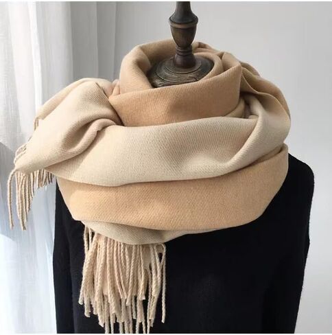 FGSS Unisex Classic Two-Tone Winter Scarf - Warm Soft Cashmere Feel Fringe Wrap Scarves for Men Women in Saudi Arabia