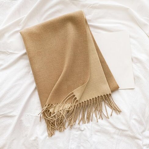 FGSS Unisex Classic Two-Tone Winter Scarf - Warm Soft Cashmere Feel Fringe Wrap Scarves for Men Women in Saudi Arabia
