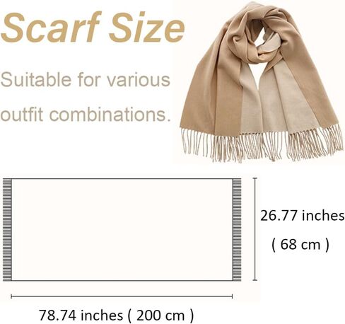 FGSS Unisex Classic Two-Tone Winter Scarf - Warm Soft Cashmere Feel Fringe Wrap Scarves for Men Women in Saudi Arabia