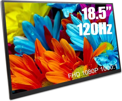 18.5 Inch Large Portable Monitor for Laptop, 120Hz 1080P FHD IPS Portable Travel Second Screen Display for/Phone/Xbox PS4/5, 100% sRGB, Dual Speakers, VESA & Storage Bag in Kuwait