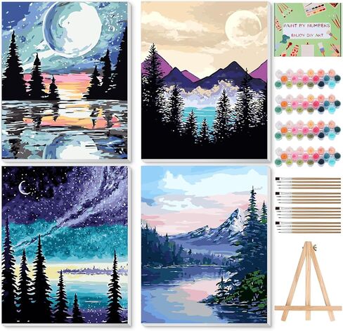 مجموعة الطلاء بالأرقام من نينونلي مع قماش مؤطر مقاس 12 × 16 بوصة، 4 عبوات طلاء سلحفاة البحر الشاطئية حسب الأرقام مجموعات فنية للبالغين المبتدئين مع حامل خشبي، فرش طلاء، طلاء أكريليك، in Kuwait