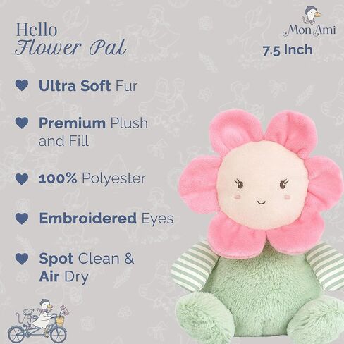 MON AMI Soft Baby Rattle Toy Set of 2 Pcs – 6", Flower Shaped Plush Stuffed Rattle for Newborns, Babies, Sensory Development Toys for Infants & Toddlers in Kuwait