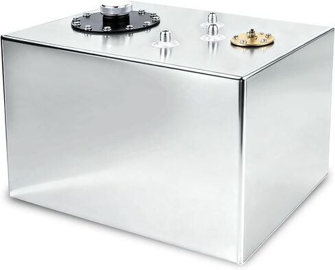 Universal 12 Gallon Fuel Cell Tank with Cap and Level Sender Polished Aluminum Silver in Saudi Arabia