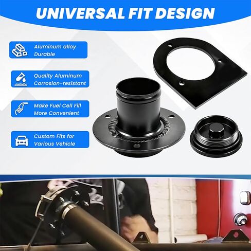 طقم عنق حشو خزان الوقود عن بعد 17‑2530 باستخدام الحاسب الآلي، رقبة من الألومنيوم الخام مع غطاء غاز مطابق ودعامة فولاذية ملحومة تناسب وصلة خرطوم 2 بوصة مستقيمة باللون الأسود in Kuwait