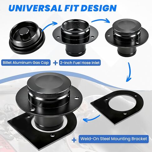 طقم عنق حشو خزان الوقود عن بعد 17‑2530 باستخدام الحاسب الآلي، رقبة من الألومنيوم الخام مع غطاء غاز مطابق ودعامة فولاذية ملحومة تناسب وصلة خرطوم 2 بوصة مستقيمة باللون الأسود in Kuwait