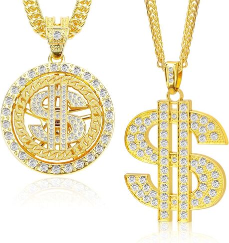 مغني الراب زي المال سلاسل القلائد علامة الدولار ل80s 90s الهيب هوب زي مغني الراب الملحقات in Kuwait