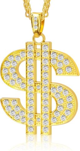 Rapper Costume Money Chains Dollar Sign Necklaces For 80s 90s Hip Hop Costume Rapper Accessories in Saudi Arabia