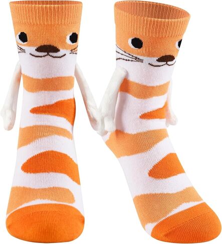 Funny Animal Cat Socks, Magnetic Hand Holding Socks for Women Teen Girls Kids Birthday Gift in Saudi Arabia