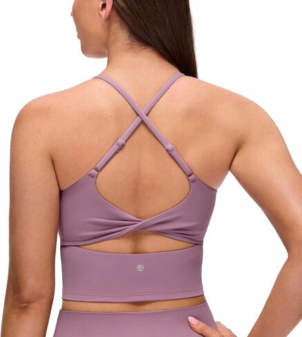 CRZ YOGA Butterluxe Twist Cross Back Crop Top Tank Tops للنساء - مبطن قابل للتعديل الأشرطة اليوغا الطويلة حمالات الصدر الرياضية in Saudi Arabia