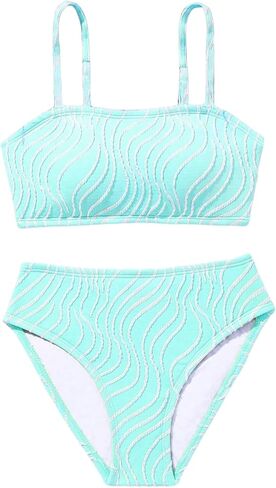 OYOANGLE Girl's Swimsuits Two Piece Textured Adjustable Strap Bikini Set Bathing Suits Swimwear in Saudi Arabia