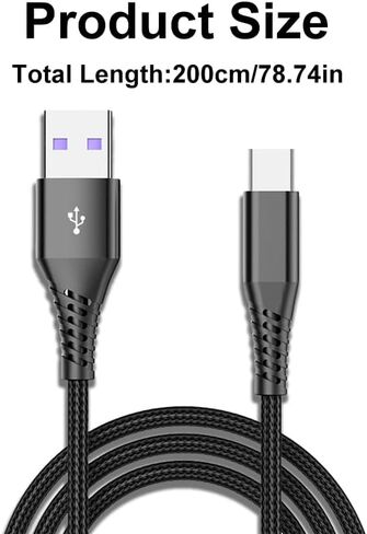 شاحن iPhone سريع، 6FT لكابل Lightning إلى USB كابل شحن USB مضفر من النايلون سلك نقل عالي السرعة لهاتف iPhone 14/13/12/11 Pro Max/XS MAX/XR/XS/iPad، أسود in Saudi Arabia