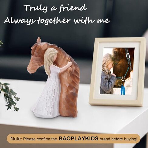 Horse Gifts for Women Horse Lovers, Girl Embrace Horse Figurine Sculpted Hand-Painted Statue Decor for Home, Horse Memorial Gifts, Horse Keepsake for Christmas Birthday in Kuwait