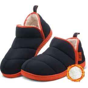Mens Two-Tone Bootie Slippers with Memory Foam Indoor Outdoor House Shoes Slippers Men Camping Warm Slip On Slipper with Sherpa Fleece Lining in Saudi Arabia