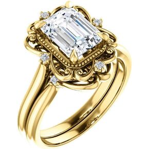 1CT-4CT قطع الزمرد VVS1 مجموعة خاتم الخطوبة مويسانيتي عديم اللون، مجموعة خواتم الزفاف/الزفاف، هدايا وعد الذكرى السنوية العتيقة لها، الفضة الاسترليني، 10K/14K/18K الذهب الصلب in Kuwait