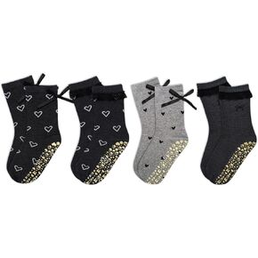 4 أزواج من الجوارب البيلاتيس اللطيفة للنساء بنمط القوس المزخرف بالدانتيل جوارب غير قابلة للانزلاق لليوجا والبار وحافي القدمين in Kuwait