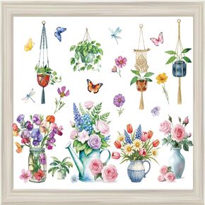 9 Sheet Spring Window Clings Spring Easter Party Decorations Flowers Plants Easter Reusable Window Stickers Double-Sided for Holiday Home School Office Decor Supplies in Kuwait