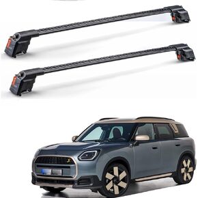 Roof Racks Cross Bars for Mini Countryman SE ALL4 2024 2026 Cargo Carrier Bars Lockable (Anti Theft System) Available Aluminum in Black or Gray (Black) in Kuwait