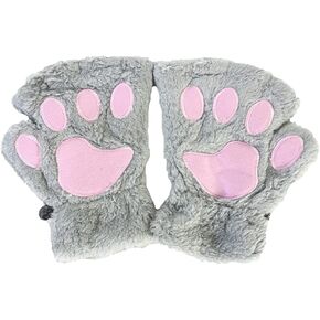 Fashion Culture Plush Fuzzy Paw Fingerless Texting Gloves in Saudi Arabia