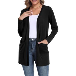 Womens Casual Lightweight Cardigans Long Sleeve Open Front Cardigan with Pockets in Kuwait