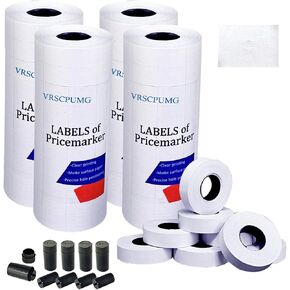 2 Line Price Labels - 40 Rolls of Pricing Labels (16,000 Blank Tags) with 5 Ink Rolls - Compatible with MX-6600, MX-6602, YH-689 (Gun Not Included) in Kuwait
