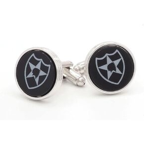 JJ Weston Cufflinks with Onyx 2nd Infantry Division Insignia. Made in The USA in Saudi Arabia