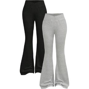 Girl's 2 Pack Flare Pants Cross Waist Bell Bottoms Casual Flared Leggings Athletic Pants in Saudi Arabia