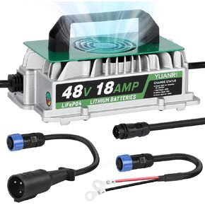 شاحن بطارية LiFePO4 48 فولت 18 أمبير 58.4 فولت شاحن بطارية ليثيوم، IP67 مقاوم للماء، استيقاظ 0 فولت، شاحن ذكي 18 أمبير LiFePO4 لبطاريات LiFePO4 58.4 فولت (51.2 فولت) لسيارة النادي/الطاقة الشمسية/RVs/عربة الجولف in Kuwait