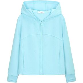 سويت شيرت بقلنسوة خفيف الوزن للفتيات بسحاب للأطفال، سويت شيرت ناعم كاجوال بغطاء للرأس مع فتحات للإبهام in Kuwait