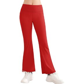 QooNoo الفتيات طماق مضيئة للأطفال الصغار عالية الخصر جرس أسفل السراويل اليوغا الرياضية للأطفال حذاء رياضي مع جيوب in Kuwait