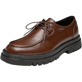 Men’s Platform Oxford Shoes Thick Sole Lace up Moc Toe Shoes for Work Wedding Brown in Saudi Arabia