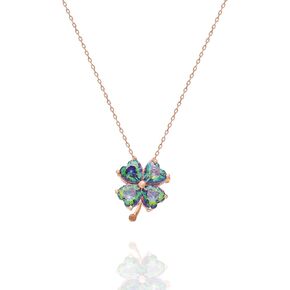 925 Sterling Silver Clover Pendant with Mystic Topaz Stone for Women in Saudi Arabia