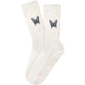 جوارب بيلاتيس لطيفة للنساء مطرزة على شكل فراشة جوارب غير قابلة للانزلاق لليوجا، باري، حافي القدمين in Kuwait