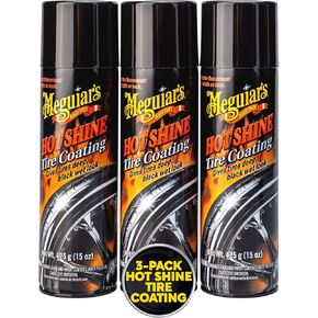 Meguiar's Hot Shine High Gloss Tire Coating - Get Long-Lasting Tire Protection and Glossy Tires with a Wet Look Shine, 3 Pack of 15 Oz Aerosol Cans in Kuwait