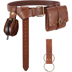Renaissance Pirate Belt Pouch Set - 4PC Medieval Renaissance Accessories for Ren Faire, LARP & Halloween Cosplay in Kuwait