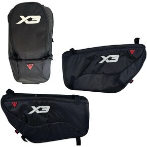 Can-am Maverick X3 Side Doors Bags And Seat Bag Black Carbon Style X3 Logo 3 pcs (All Black Glow X3 Logo), 850006 in Saudi Arabia