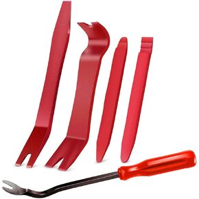 5-Piece Car Trim Removal Tool Kit, Auto Door Panel Radio Clip Pry Tool Set with 4 Pry Bars & Scratch Protector for Car Audio Installation, Speaker Repair ﻿ (Red) in Kuwait