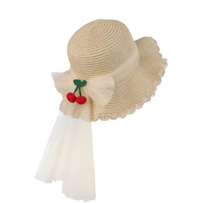 Girls Summer Straw Hat Wide Brim Cute Bowknot Beach Sun Hat UPF 50+Outdoor Kids Sun Protection Sun Visor Cap Age 2-6 Years in Saudi Arabia