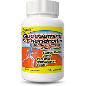ARYMAR Glucosamine & Chondroitin 1500mg-1200mg with Collagen, Supports Joint Health (180 Caps/Pack of 1) in Kuwait
